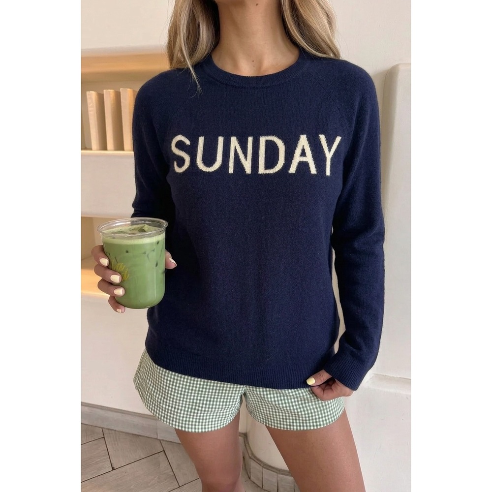 Cashmere Sunday 100% Cashmere Sweater Navy Blue  Crewneck Small